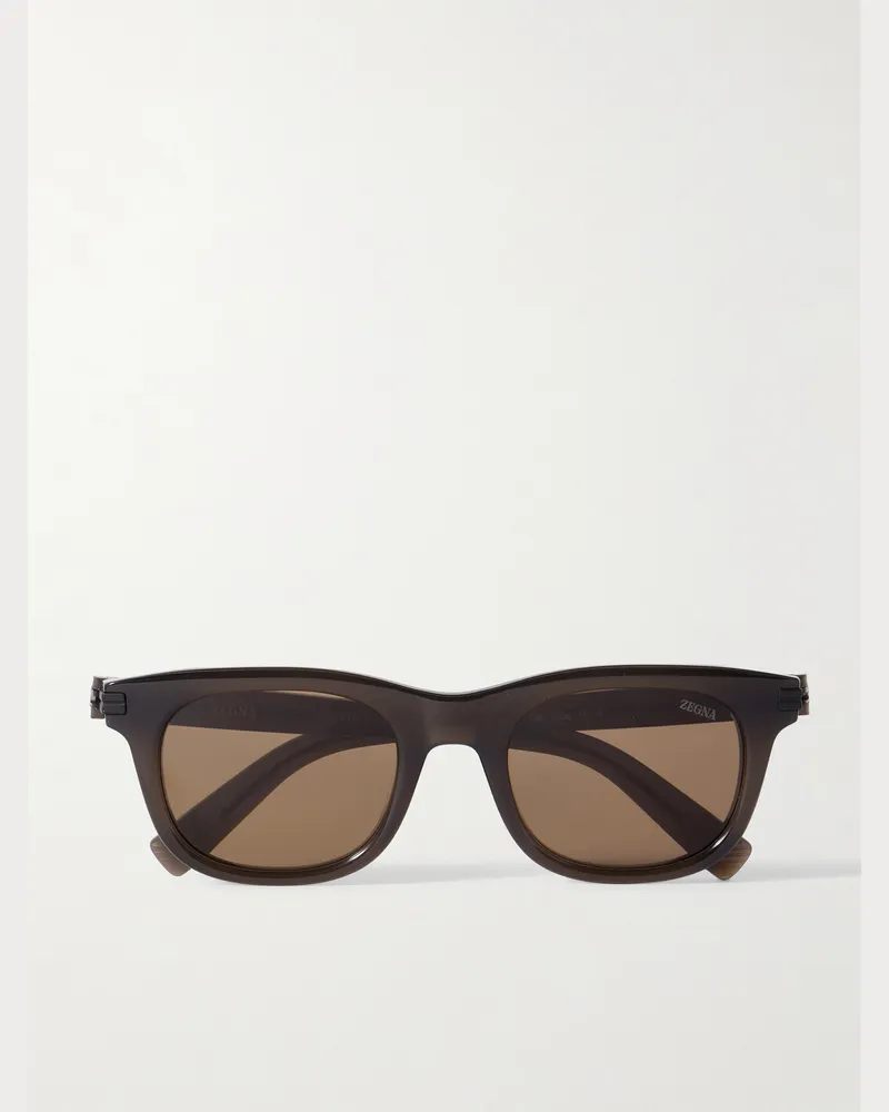 Ermenegildo Zegna D-Frame Acetate Sunglasses Brown