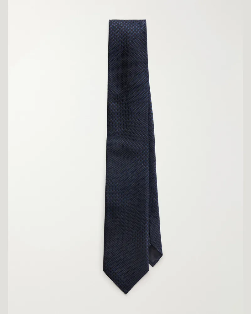 Tom Ford 7cm Prince of Wales Checked Silk-Jacquard Tie Blue