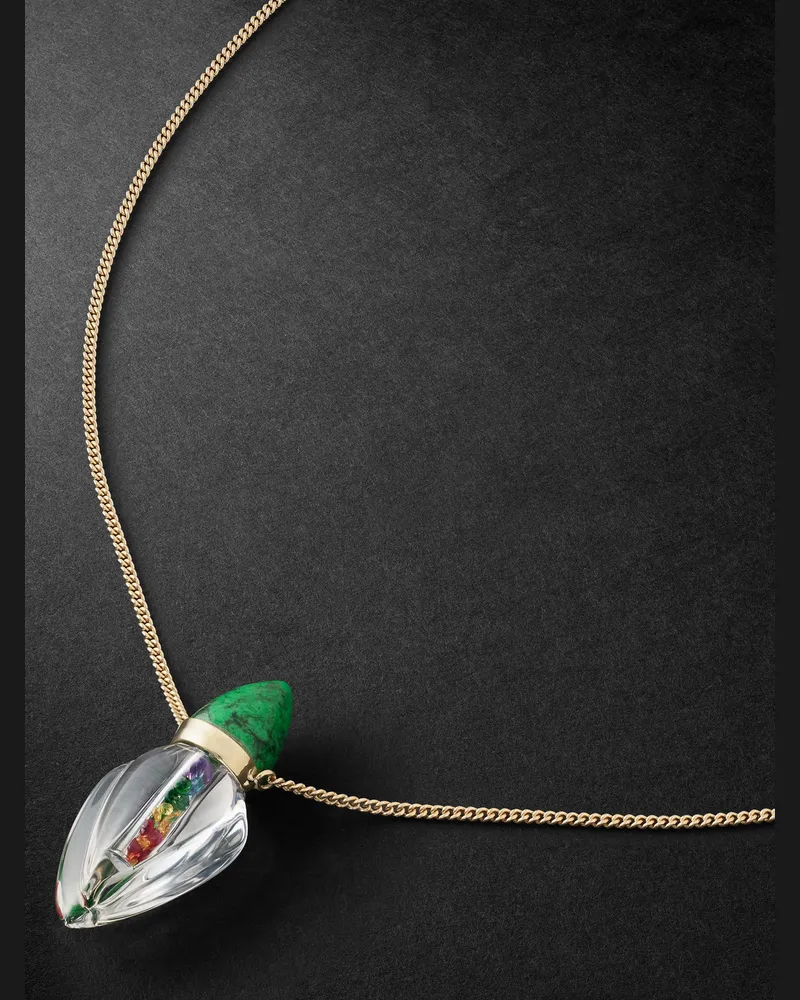 Jacquie Aiche Verasite Gold Quartz Necklace Green