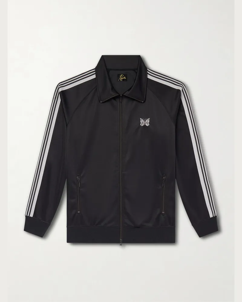 NEEDLES Trainingsjacke aus Jersey mit Logostickerei und Streifen Schwarz