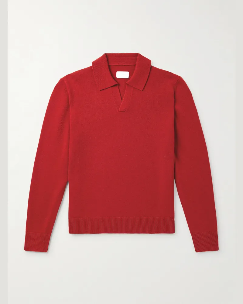 Aimé Leon Dore Pullover aus Merinowolle mit Polokragen Rot