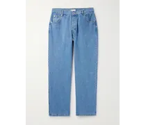 Gerade geschnittene Stonewashed-Jeans mit Logostickerei