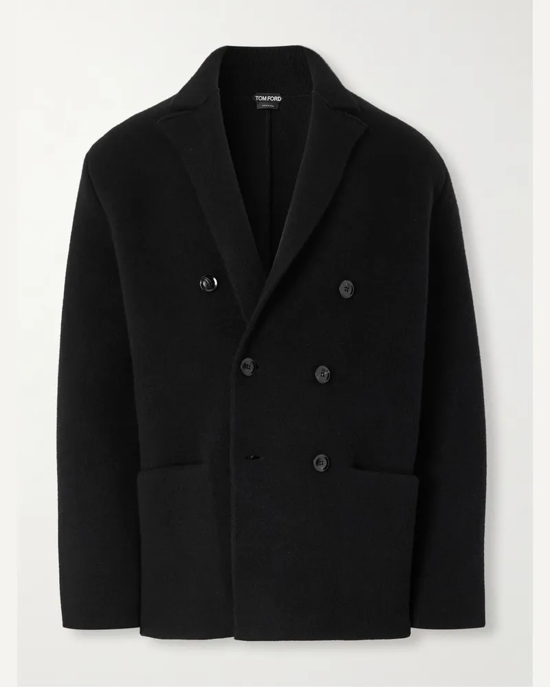 Tom Ford Double-Breasted Cashmere-Blend Blazer Black
