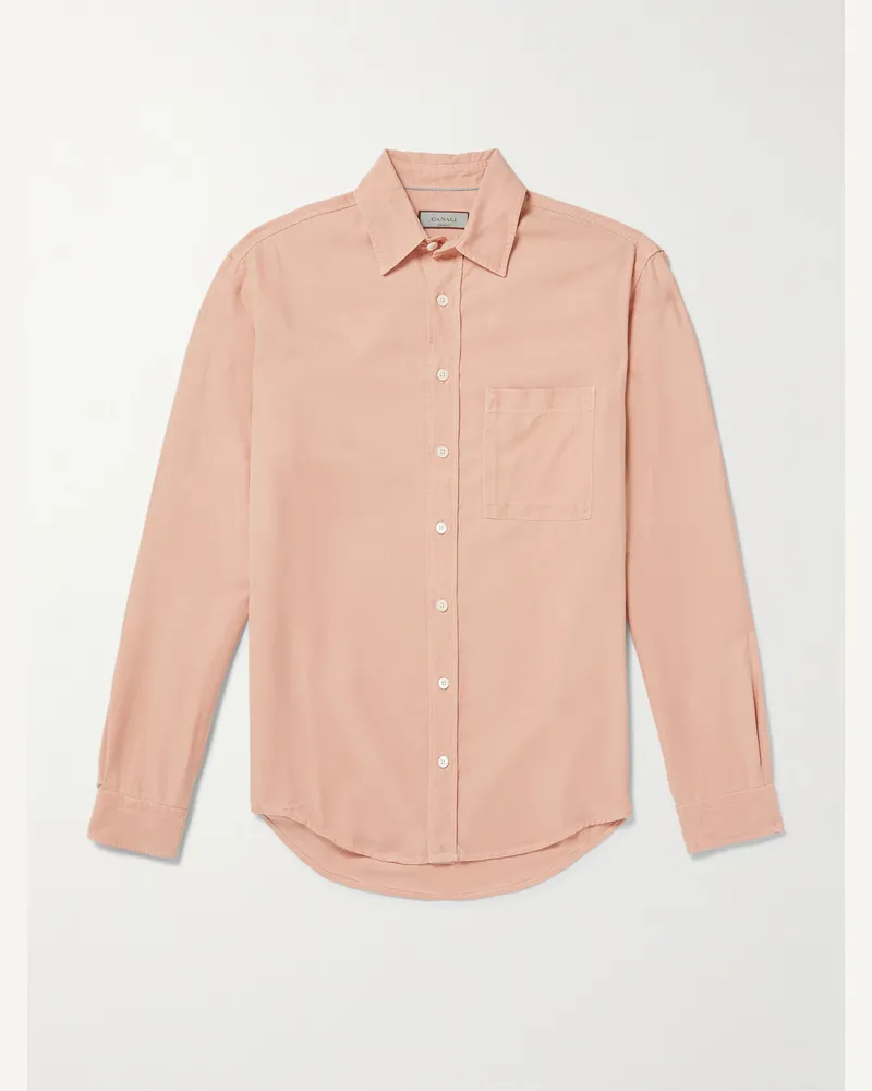 Canali Hemd aus Lyocell-Twill in Stückfärbung Pink