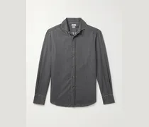 Schmal geschnittenes Hemd aus Baumwoll-Chambray mit Haifischkragen