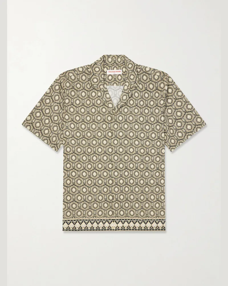 Orlebar Brown Maitan Passetto Camp-Collar Printed Lyocell Shirt Green