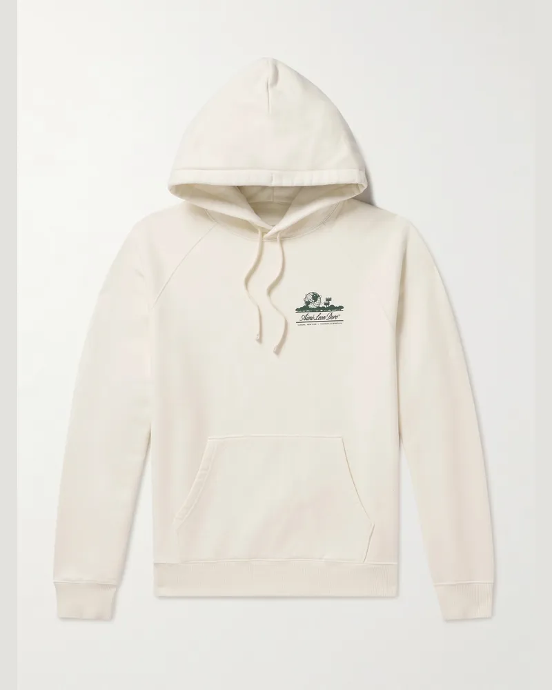 Aimé Leon Dore Unisphere Logo-Print Cotton-Jersey Hoodie Neutrals
