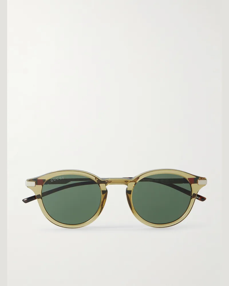 Gucci Sonnenbrille mit rundem Rahmen aus Azetat mit goldfarbenen Details Braun