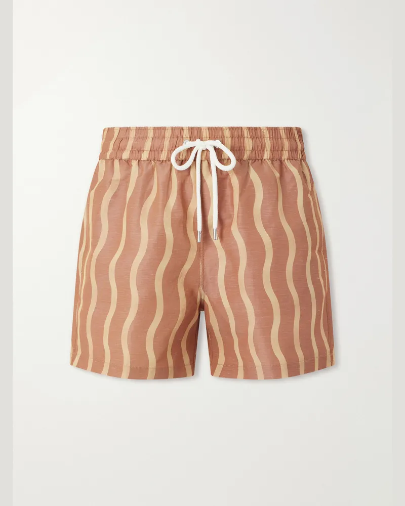 Frescobol Carioca La Marzocco Rio Straight-Leg Printed Swim Shorts Brown
