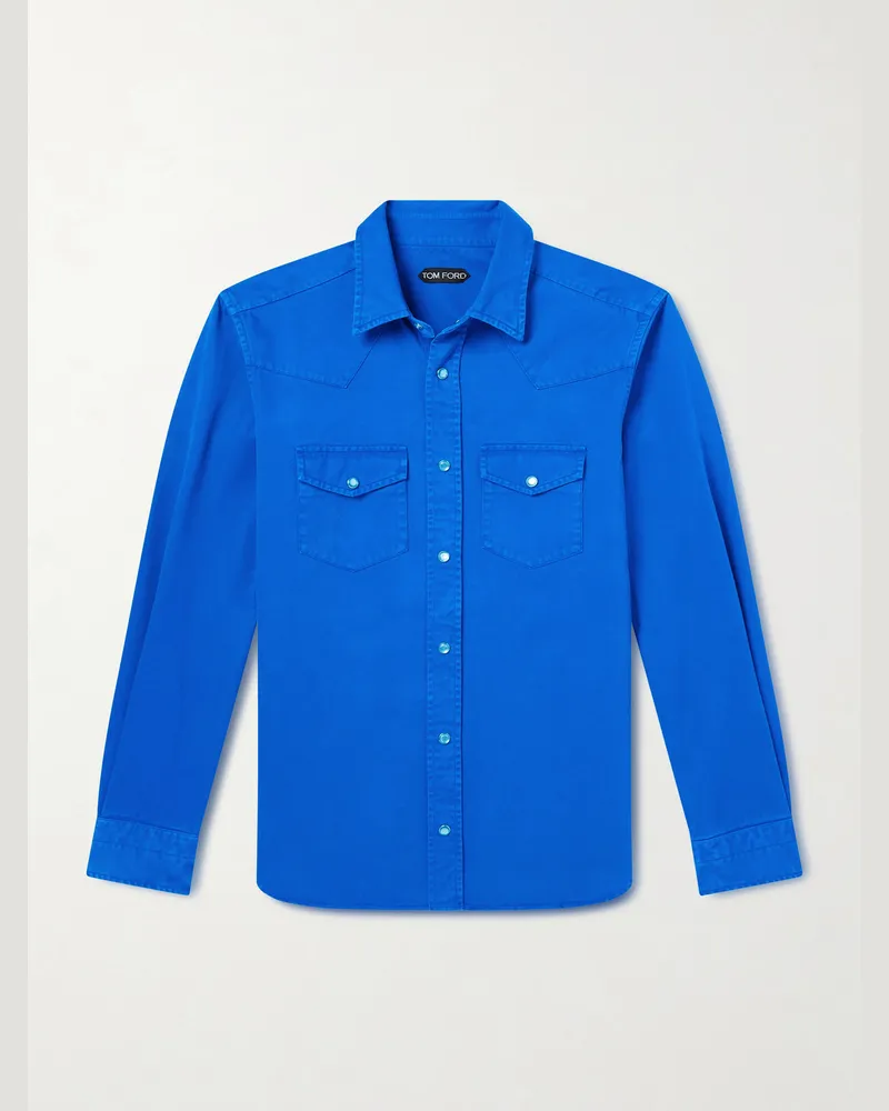Tom Ford Garment-Dyed Denim Shirt Black