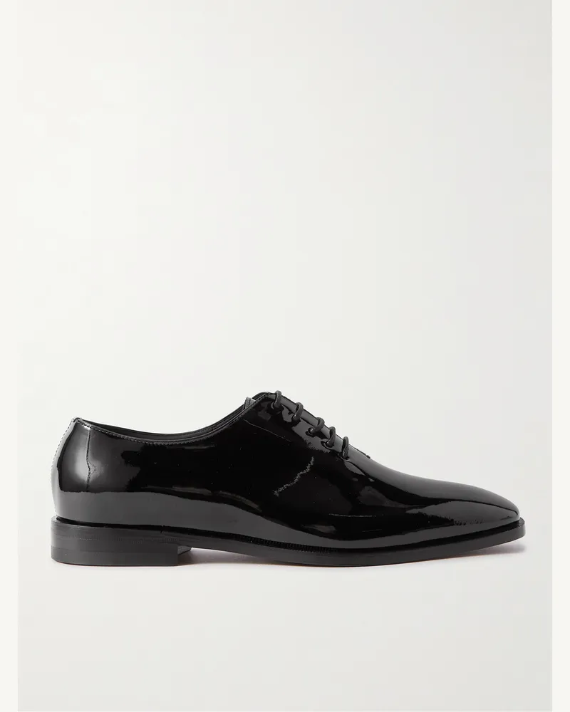 Manolo Blahnik Snowdon Whole-Cut Patent-Leather Oxford Shoes Black