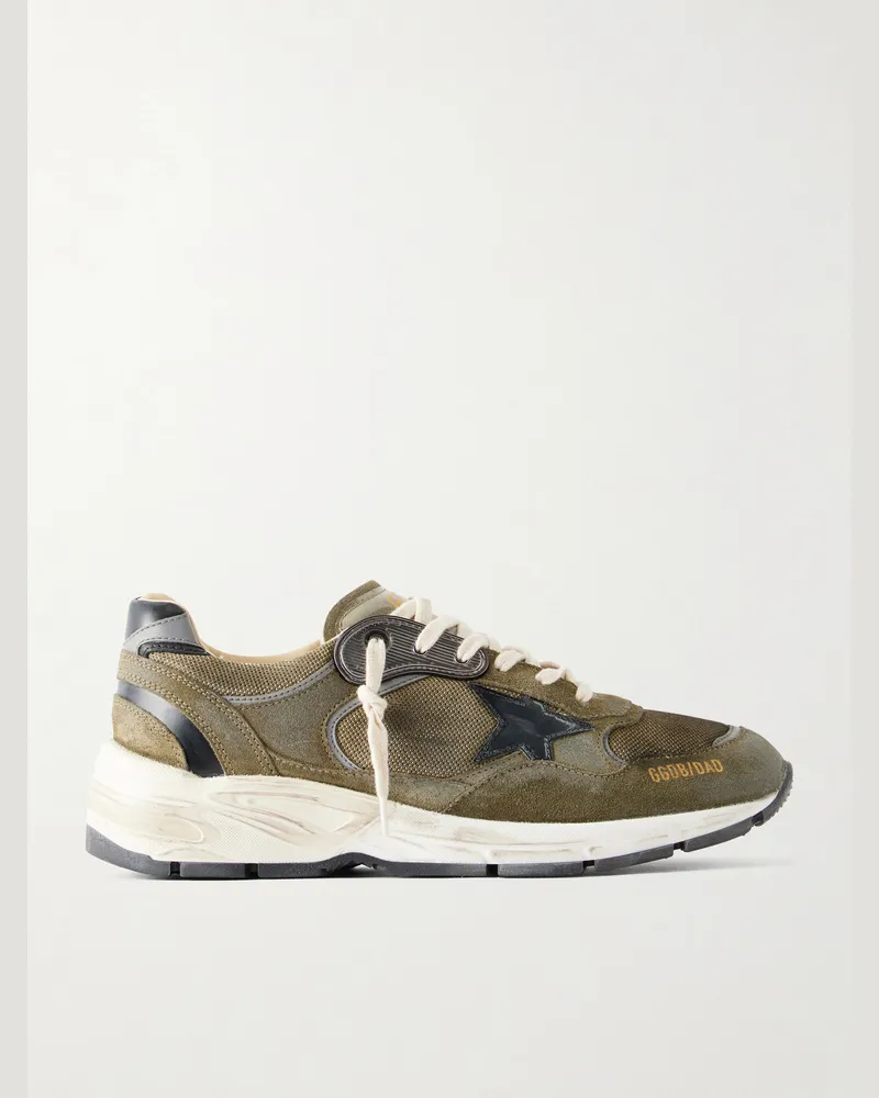 Golden Goose Running Dad Suede-Trimmed Mesh Sneakers Green