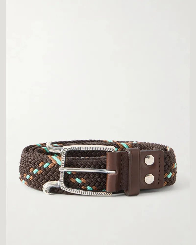 KAPITAL Atlas Woven Buckle Belt Brown