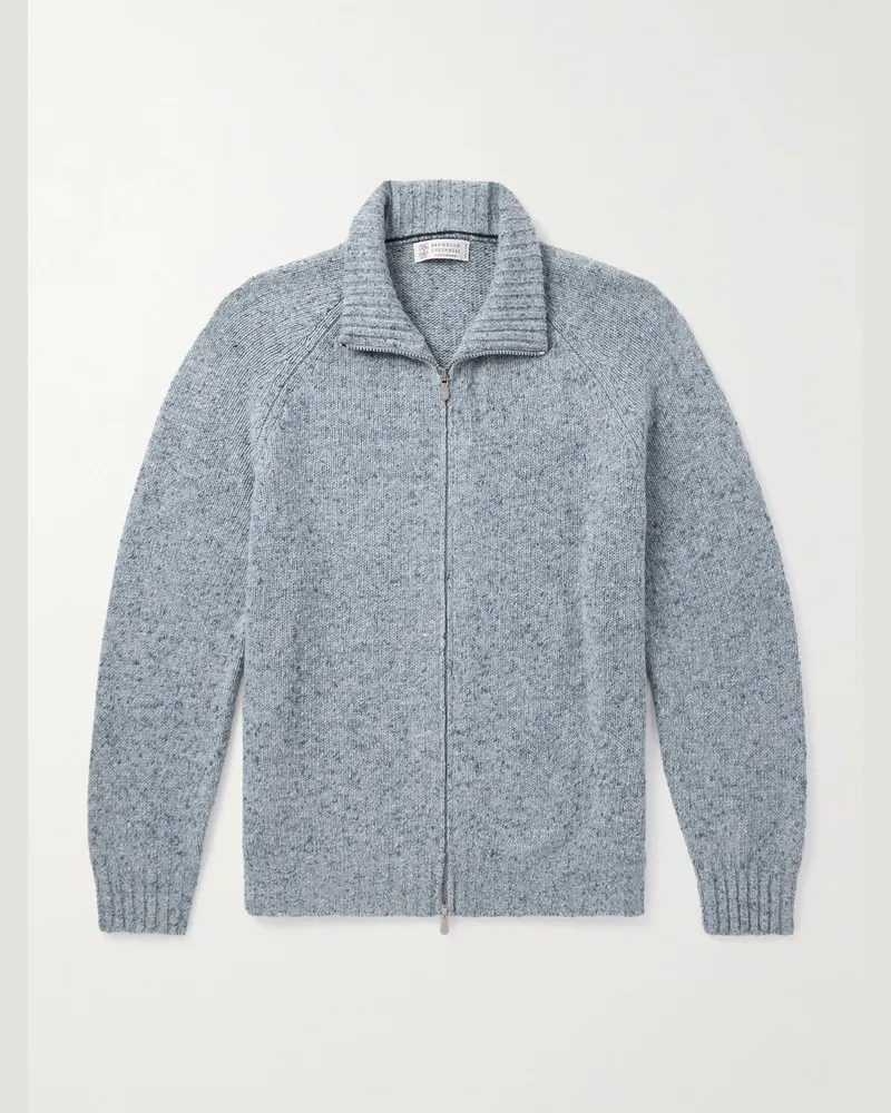 Brunello Cucinelli Cardigan aus Kaschmir mit Reißverschluss Blau