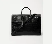 Croc-Effect Leather Tote Bag