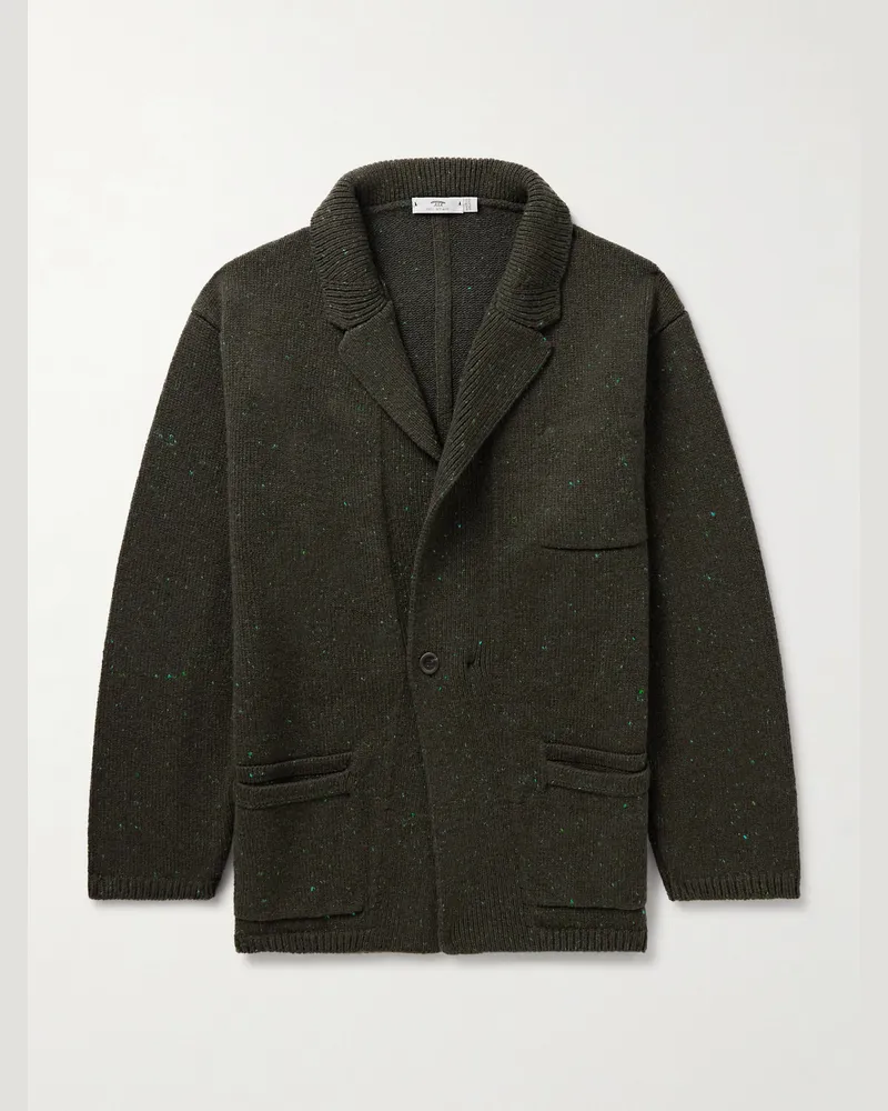 Inis Meáin Unstructured Merino Wool and Cashmere-Blend Cardigan Green