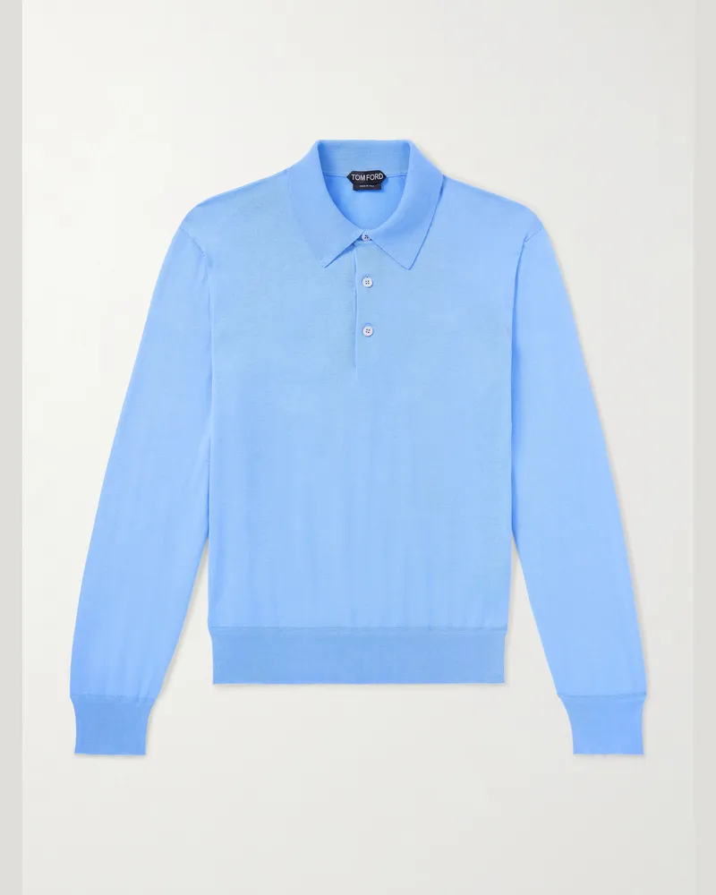 Tom Ford Cotton Polo Shirt Blue
