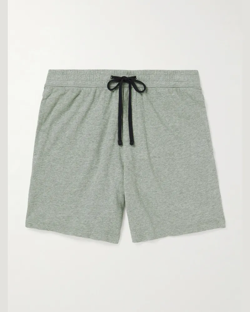 James Perse Garment-Dyed Cotton-Jersey Drawstring Shorts Gray