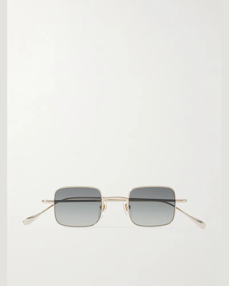 Gucci Goldfarbene Sonnenbrille mit eckigem Rahmen Gold