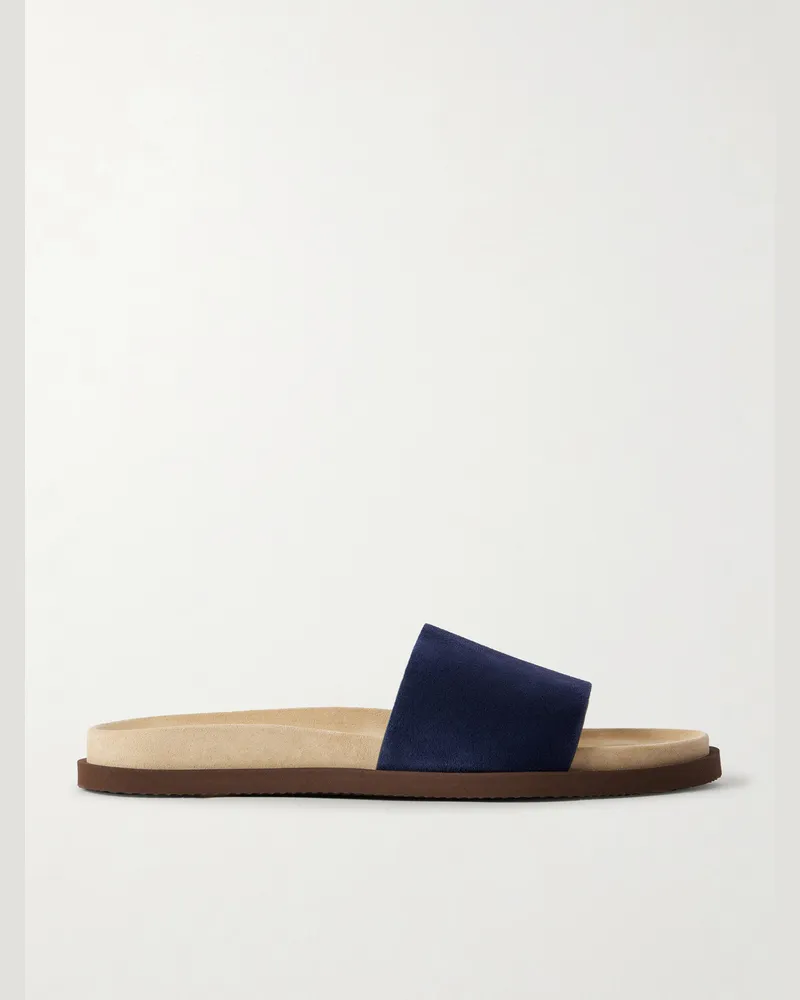 Brunello Cucinelli Suede Slides Blue