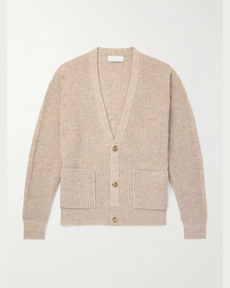 LARDINI Cardigan aus Wolle in Rippstrick Neutral