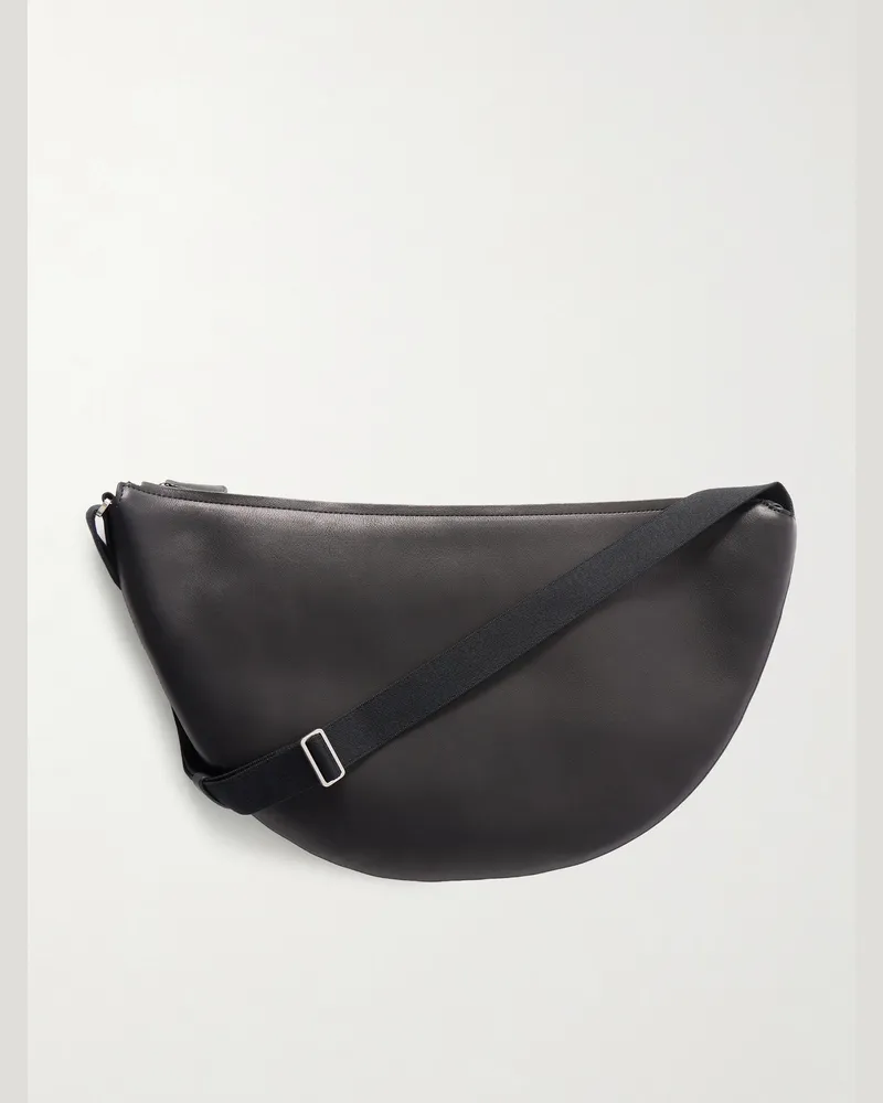 The Row Crescent Umhängetasche aus Leder Schwarz