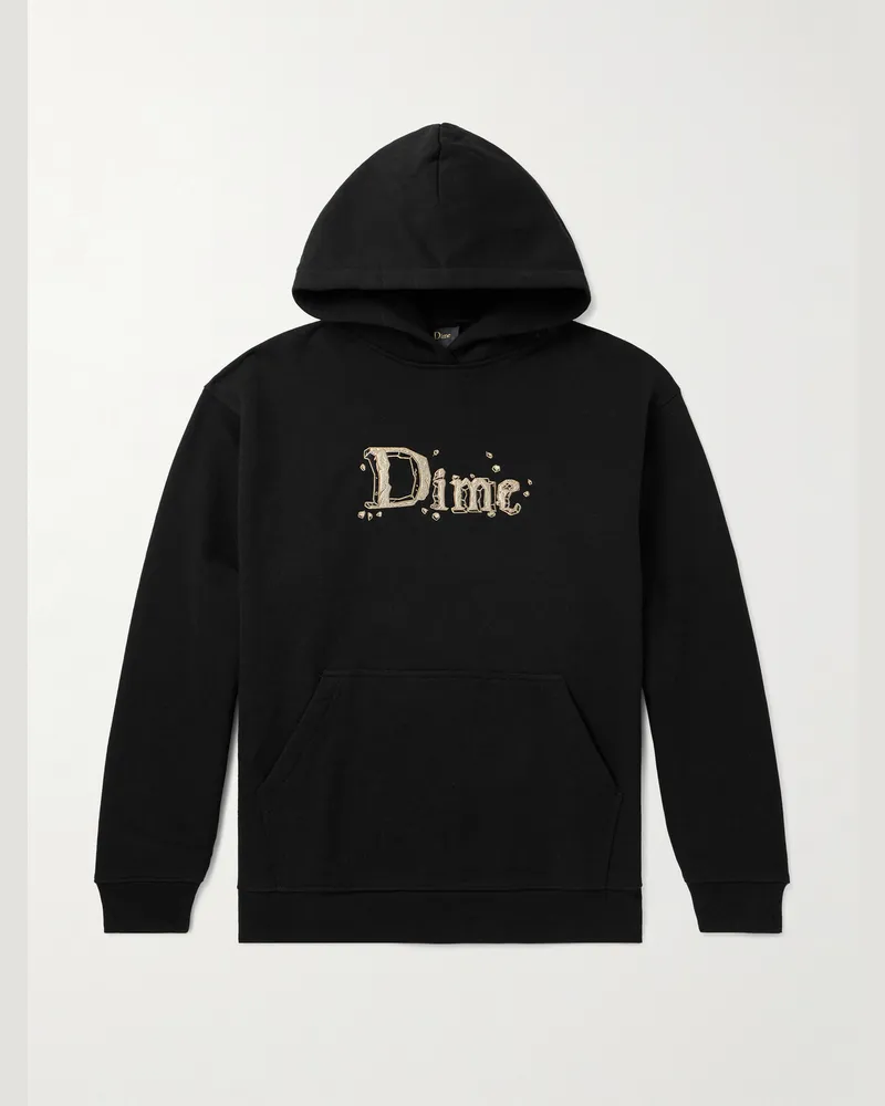 Dime Hoodie aus Baumwoll-Jersey mit Logostickerei Schwarz