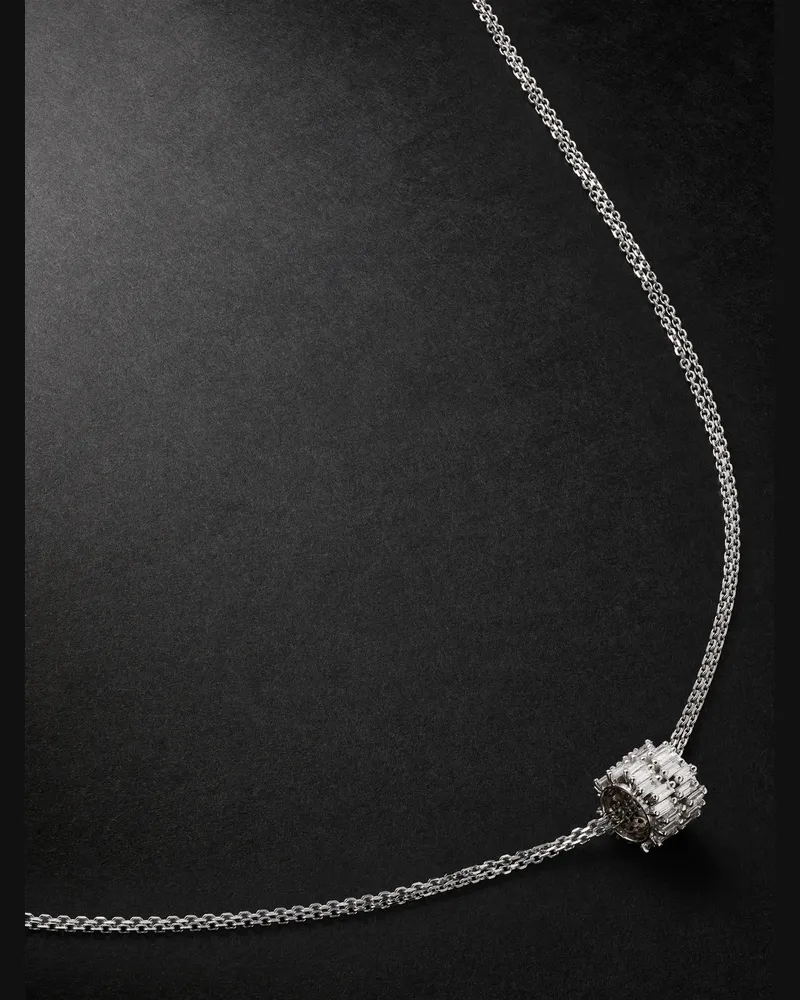 Suzanne Kalan 18-Karat White Gold Diamond Necklace Silver