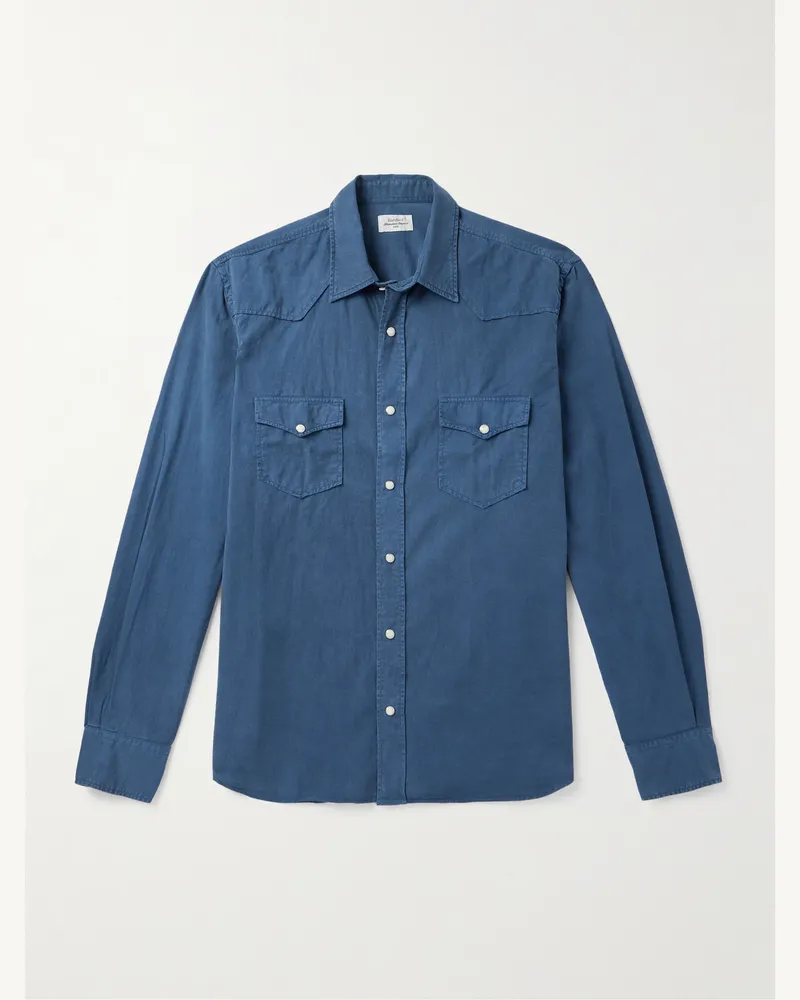 Hartford Phoenix Hemd aus einer Mischung aus Tencel™ Lyocell, Baumwolle und Leinen Blau