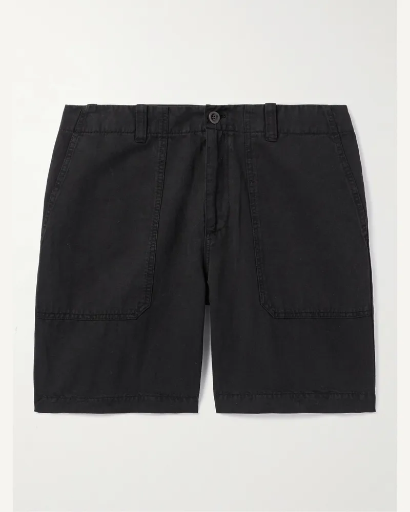 MR P. Gerade geschnittene Cargoshorts aus einer Baumwoll-Leinenmischung Schwarz