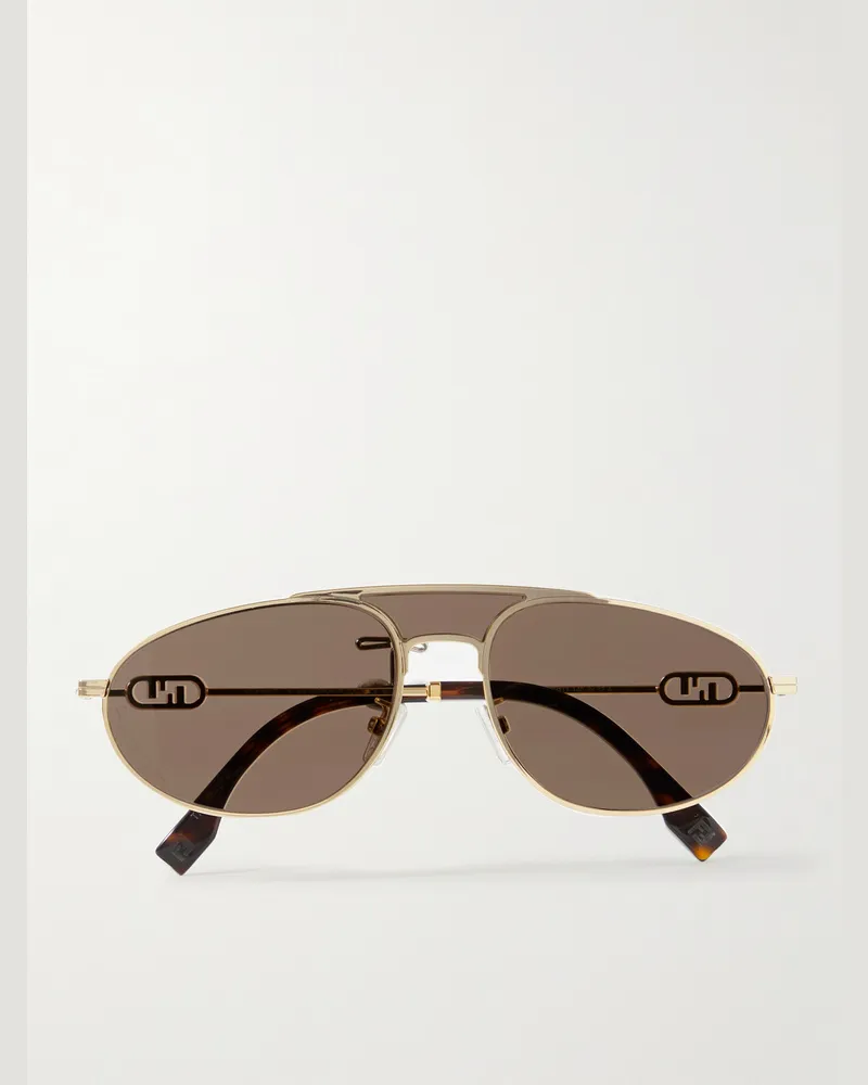 Fendi O'Lock Pilotensonnenbrille mit goldfarbenen Details Gold