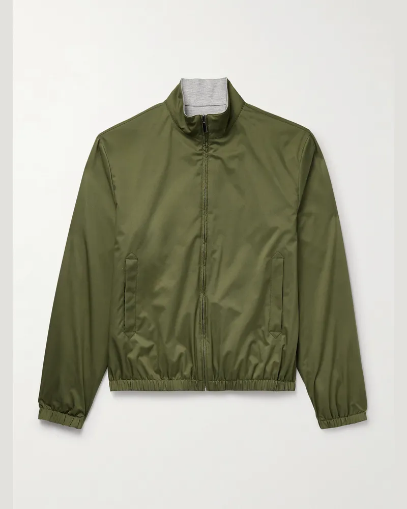 Canali Wendbarer Blouson aus Twill und Jersey Grün