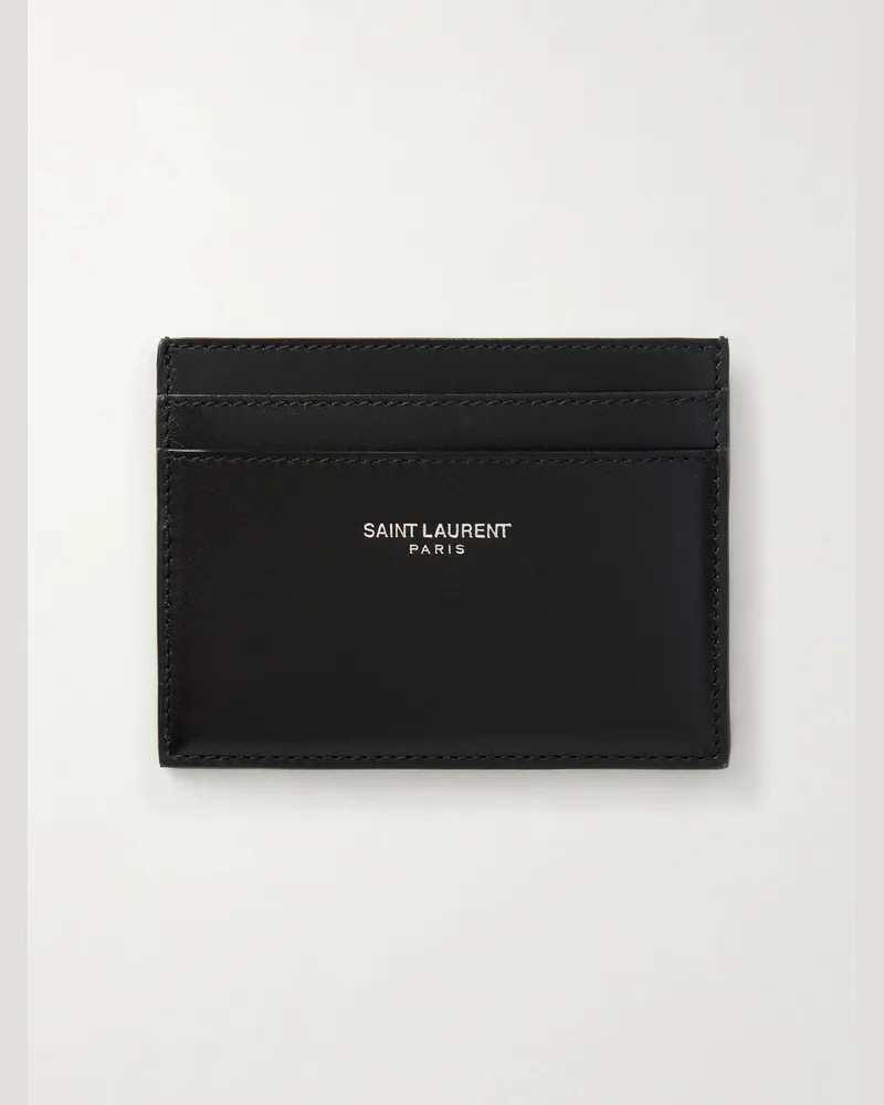 Saint Laurent Logo-Print Leather Cardholder Black
