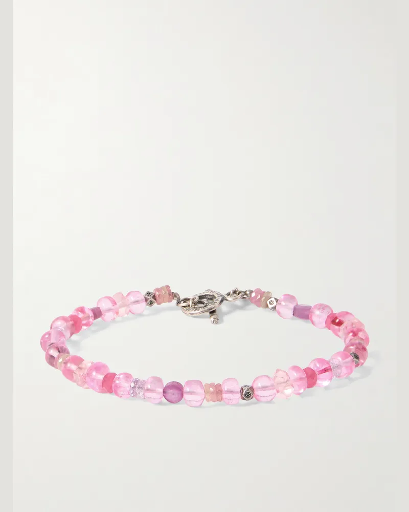 Peyote Bird Metz Armband mit Zierperlen aus mehreren Steinen und Details aus Silber Pink