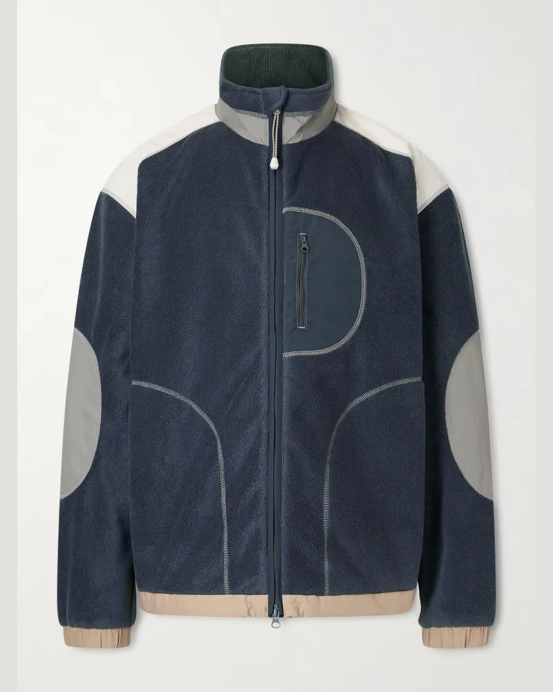 Folk Curve Jacke aus Fleece mit Shell-Besatz Blau