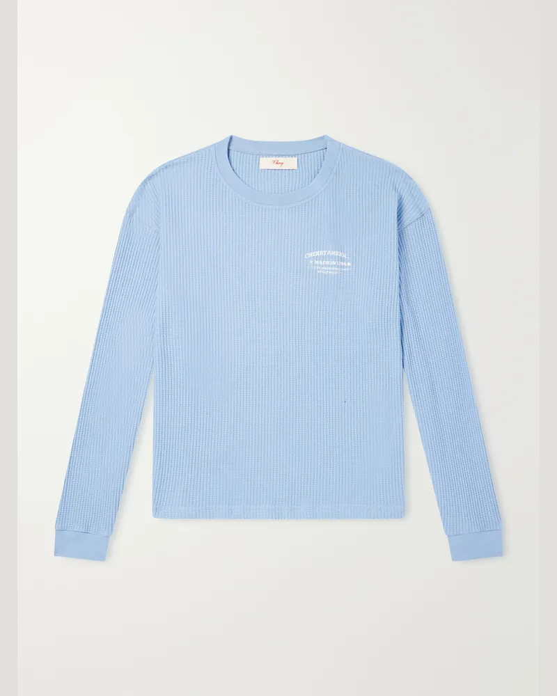 Cherry Los Angeles Logo-Printed Cotton-Jersey T-Shirt Blue