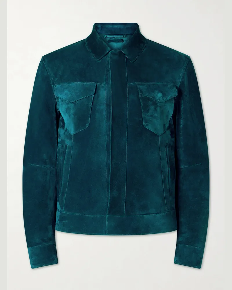 Tom Ford Slim-Fit Suede Jacket Green