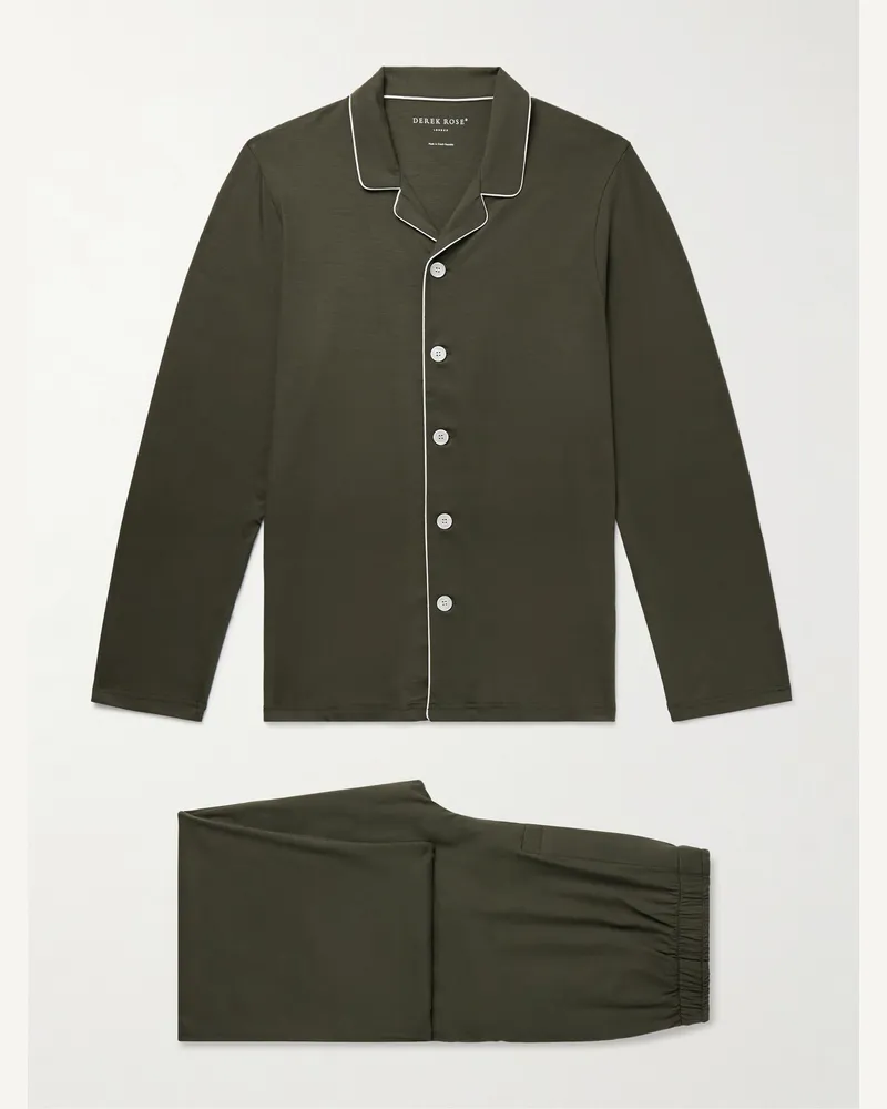 Derek Rose Basel Pyjama aus Stretch-MicroModal®-Jersey Grün