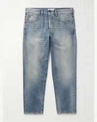 LARDINI Schmal zulaufende verkürzte Jeans in Distressed-Optik Blau