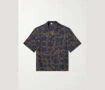 Paula's Ibiza Convertible-Collar Printed Silk-Satin Shirt