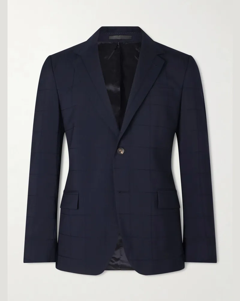 MR P. Checked Wool-Blend Suit Jacket Blue