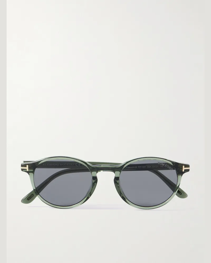 Tom Ford Prescott Round-Frame Acetate Sunglasses Green
