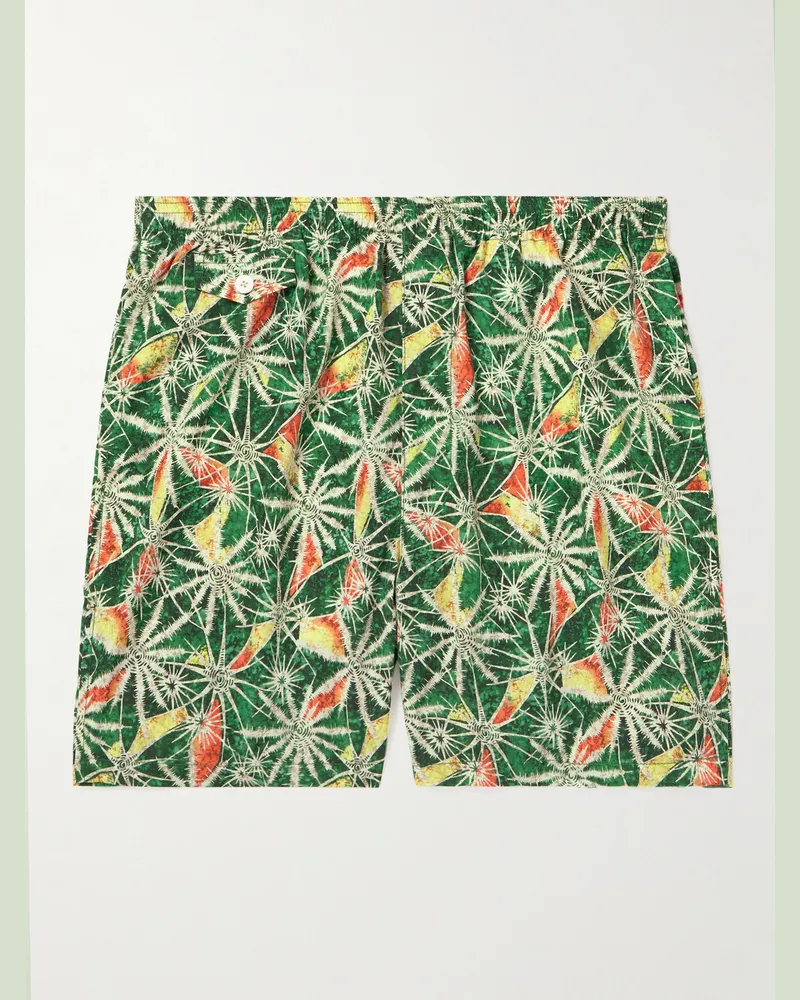 Beams Plus Straight-Leg Printed Shell Swim Shorts Green