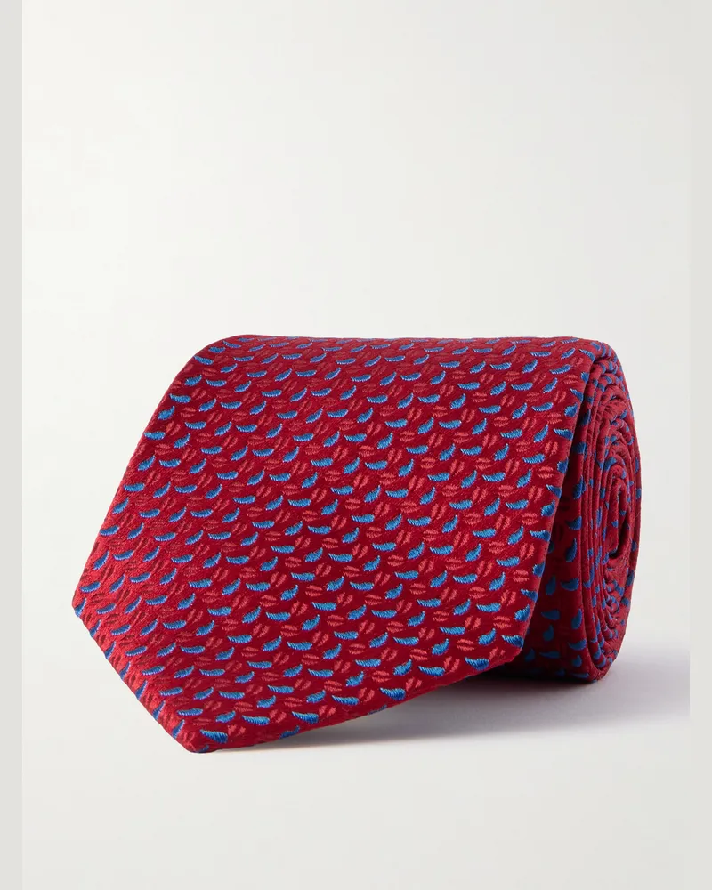 Charvet Krawatte aus besticktem Seiden-Twill, 8,5 cm Rot