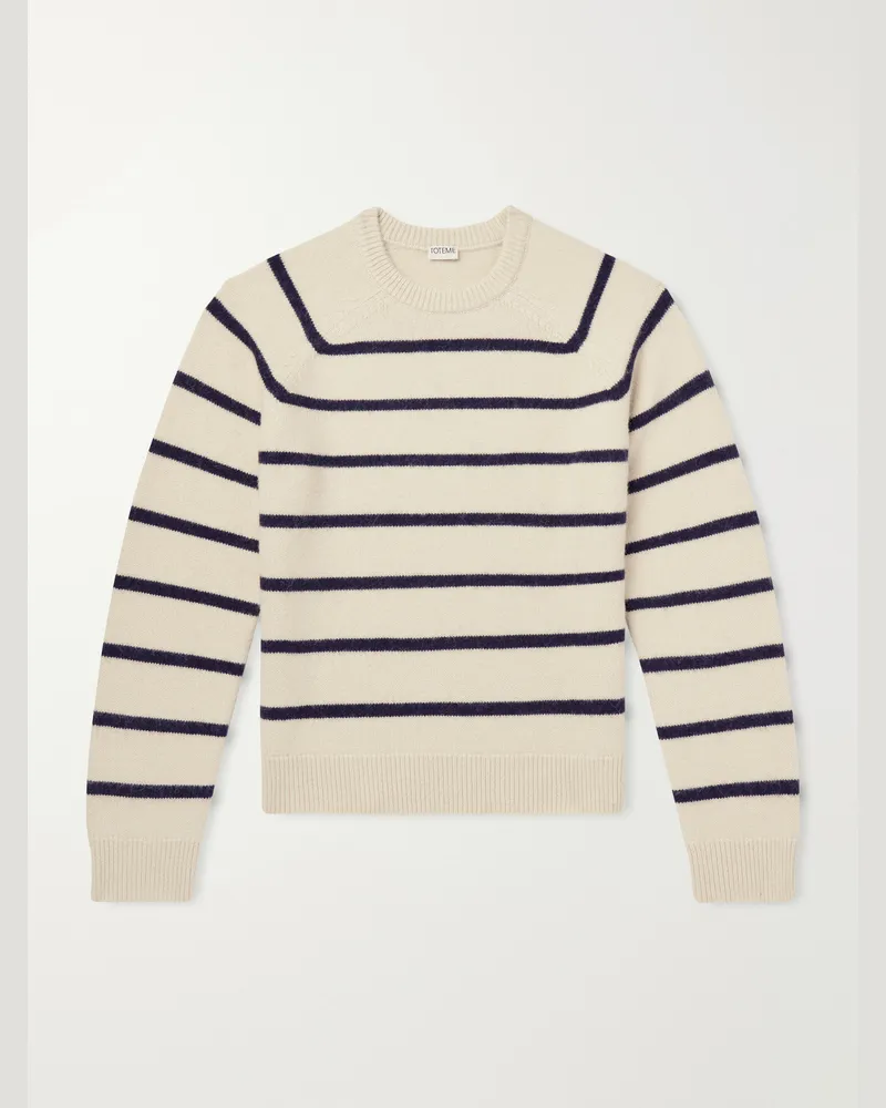 Totême Striped Alpaca and Cashmere-Blend Sweater Neutrals