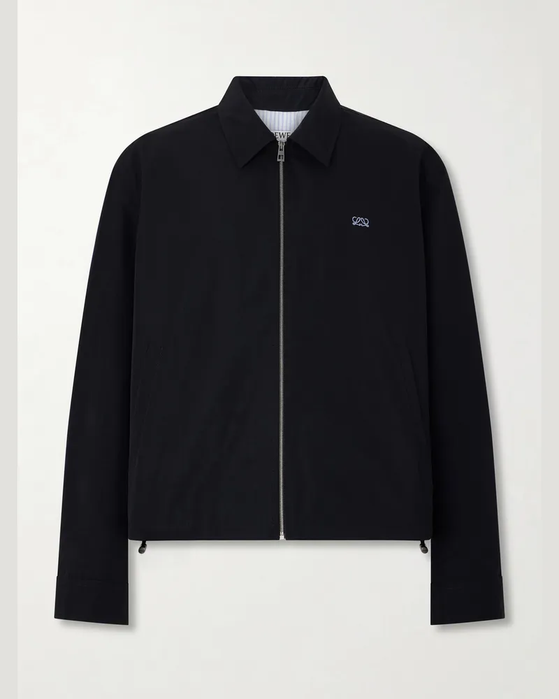 Loewe Logo-Embroidered Cotton-Blend Jacket Black