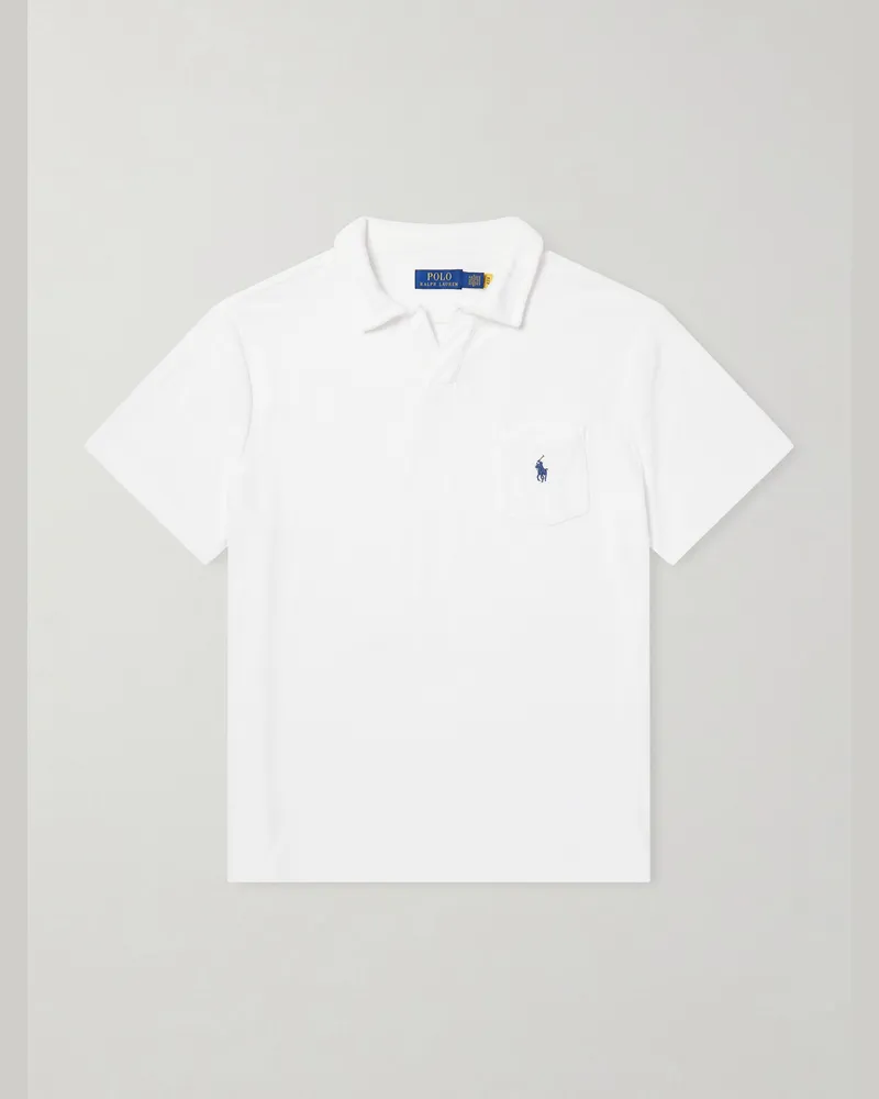 Ralph Lauren Logo-Embroidered Cotton-Blend Terry Polo Shirt White