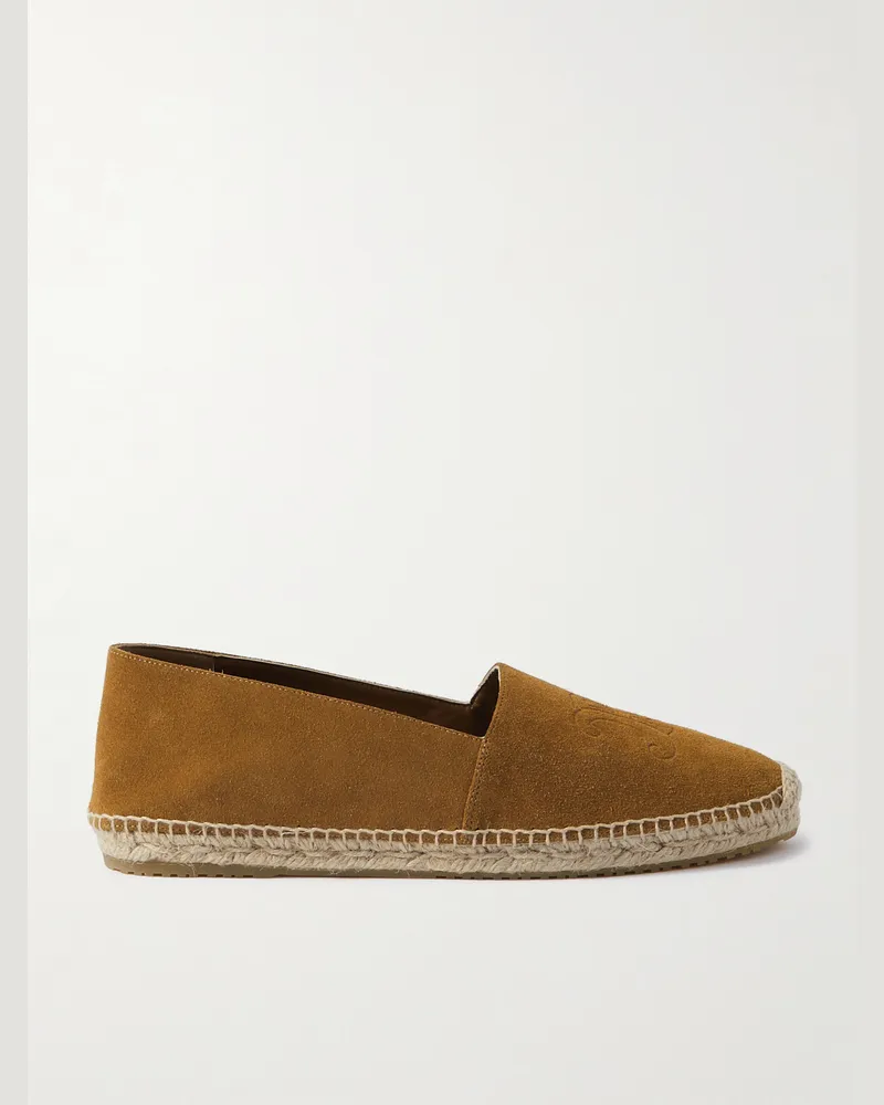 Celine Espadrilles aus Veloursleder mit Logoprägung Braun