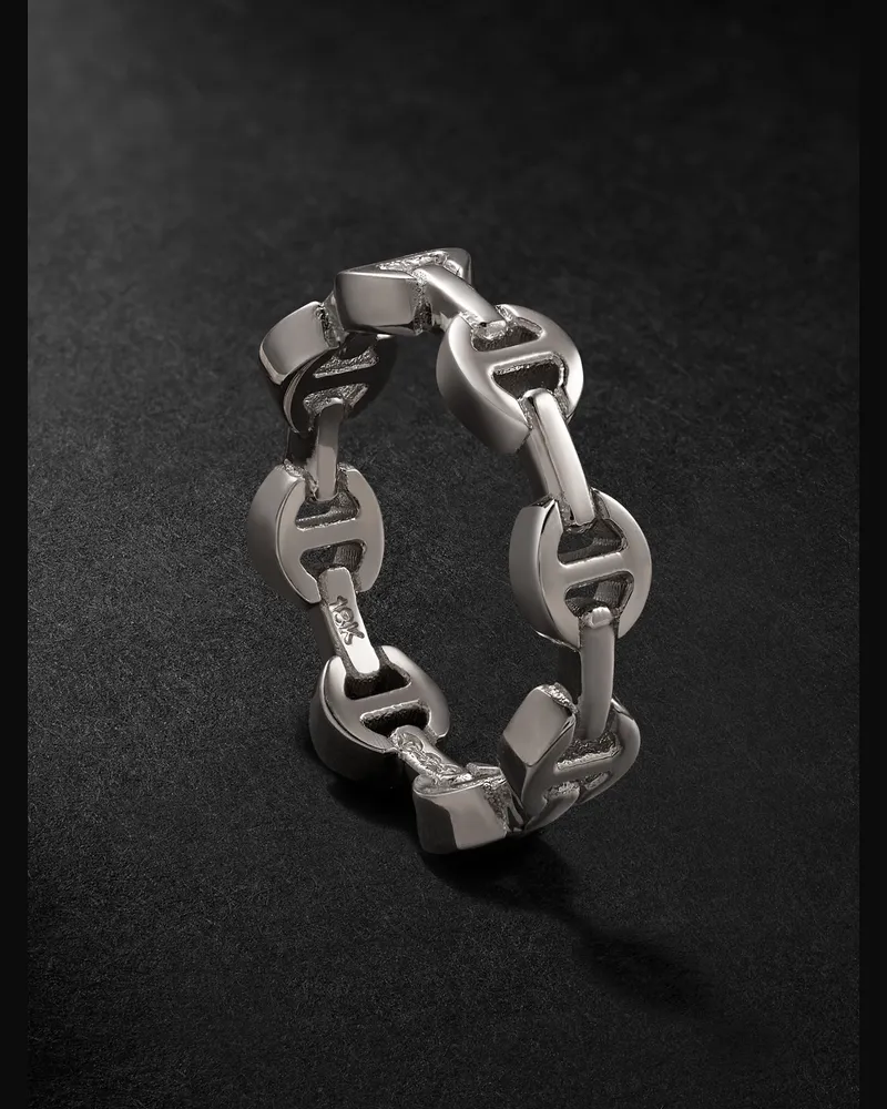 HOORSENBUHS Dame Tri-Link 18-Karat White Gold Ring Silver