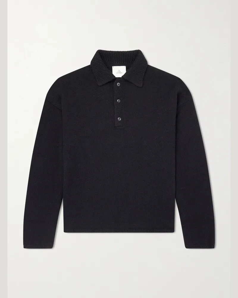 The Elder Statesman Dume Rugby Cashmere Polo Sweater Black